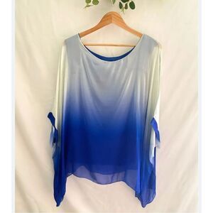 Lane Bryant sheer blue ombre doleman shirt top blouse summer